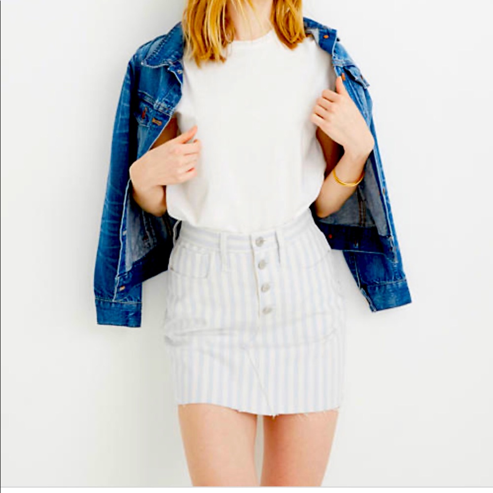 Like New Madewell Blue/White Stripe Denim Mini